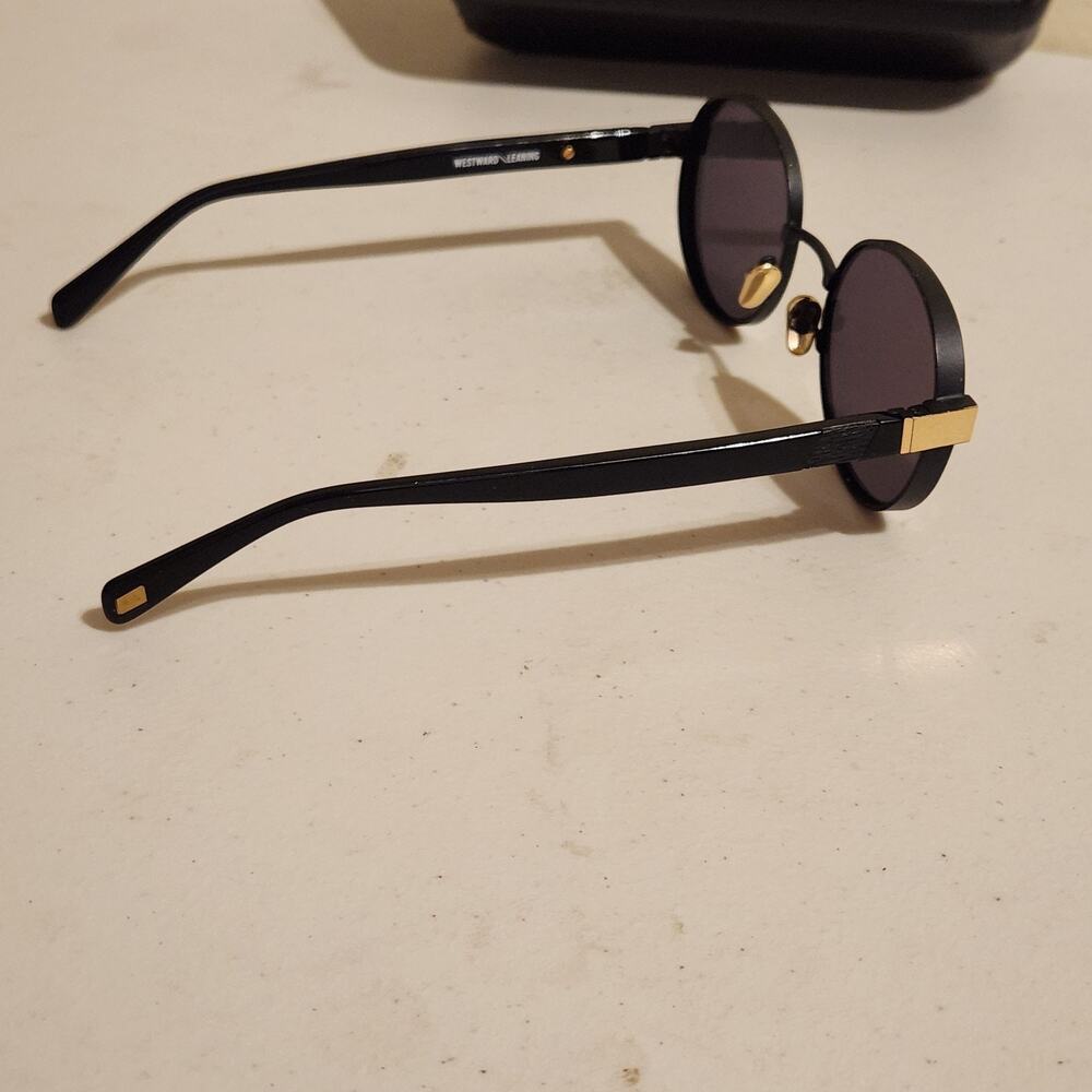 Westward Leaning Eclipse 3 Oval Black Frame Gold Rim Designer Luxury Sunglasses - Picture 3 of 10